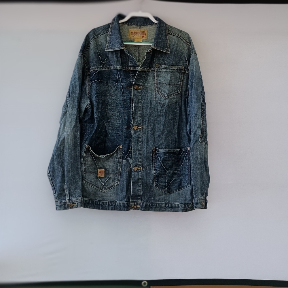Meoshe West Indies 27 blue denim jean jacket size XL